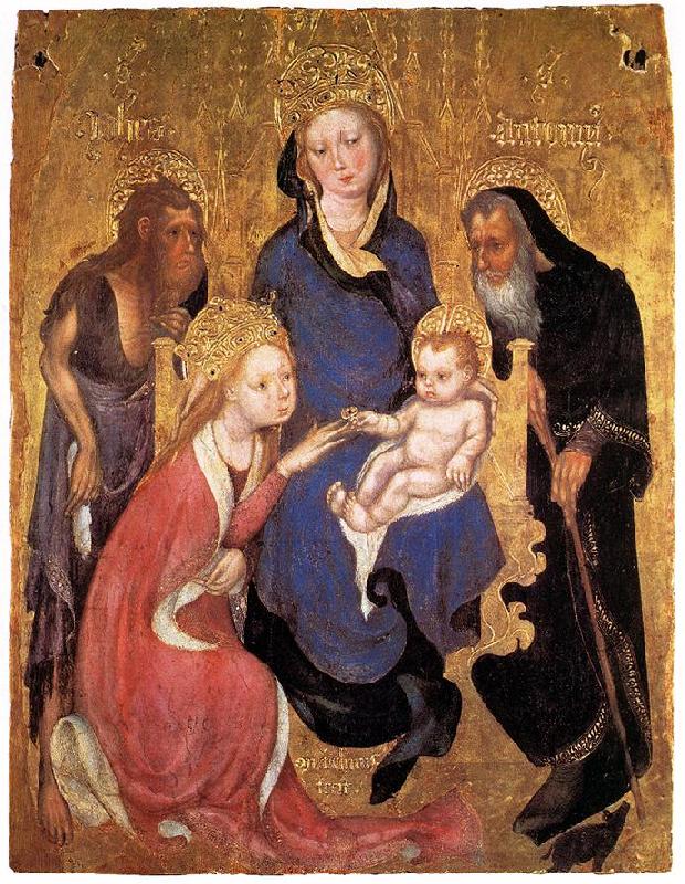 Michelino da Besozzo The Mystic Marriage of St Catherine, St John the Baptist, St Antony Abbot Sweden oil painting art